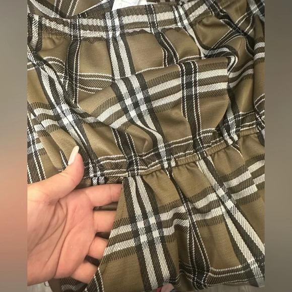 Brown and White Plaid Jumpsuit with High Waist and Wide Legs - Picture 4 of 6